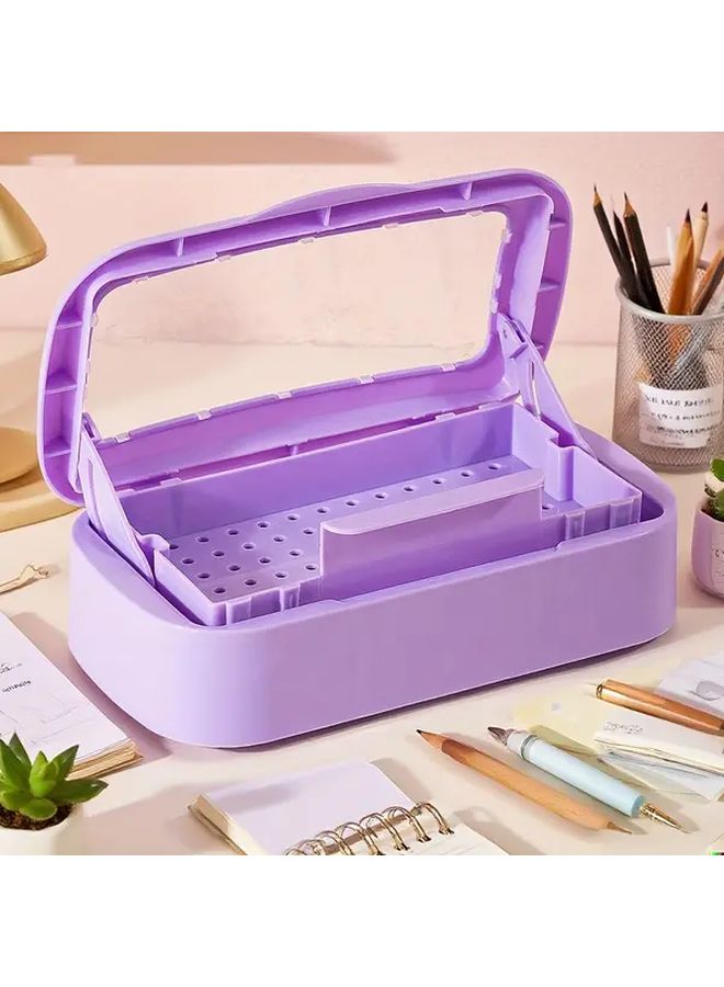 Purple Nail Storage Box Organizer Tray with Compartments for Salon Cleaning and Decoration - Image 4